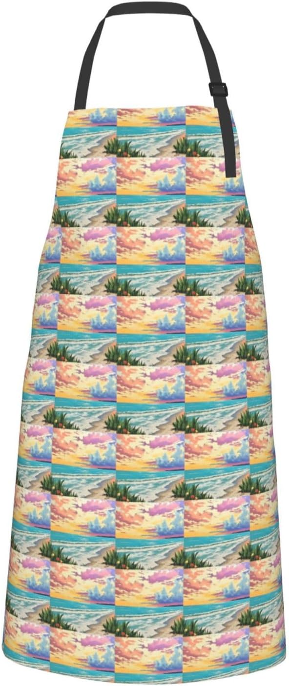 YANYU Palm Tree Sunset Print 28x33 In Kitchen Apron Stylish Chef Apron