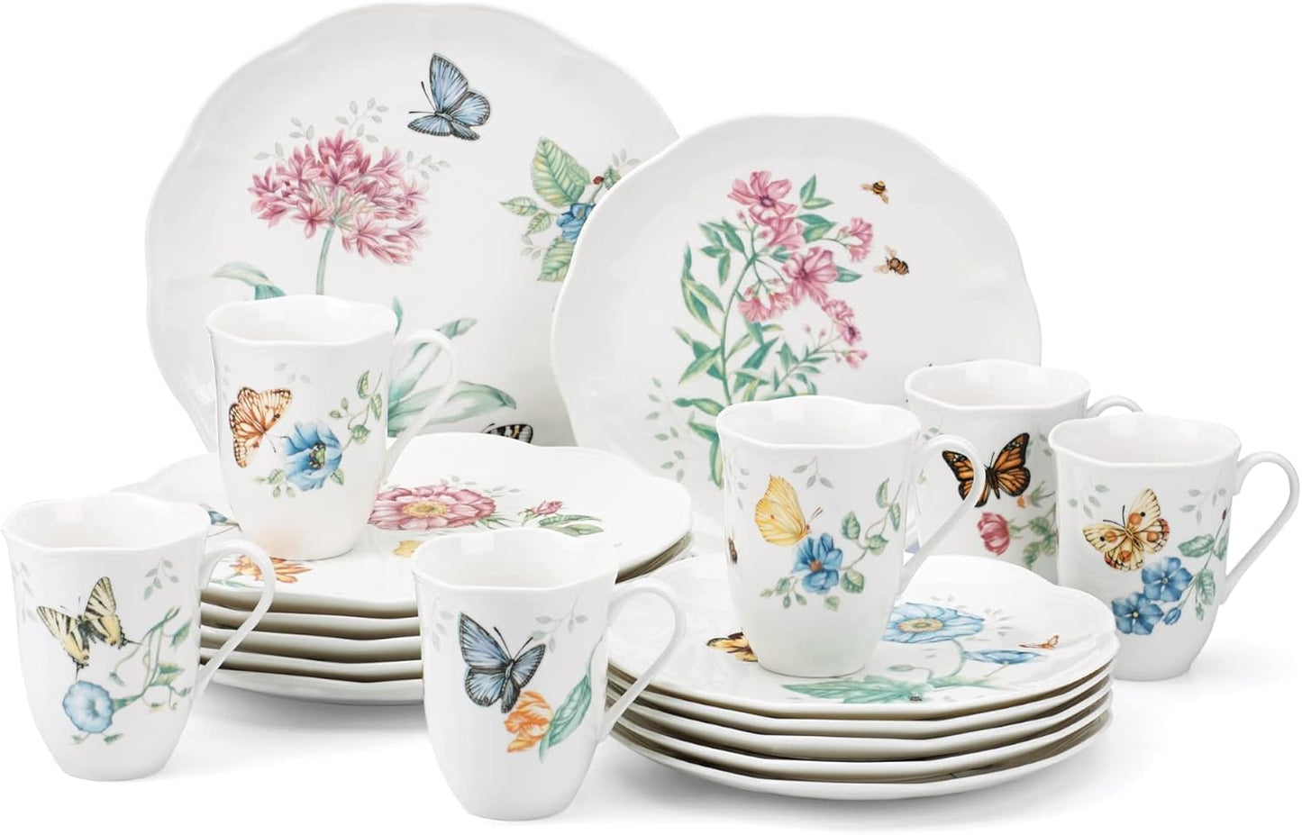 Lenox Dinnerware Set, Butterfly Meadow 18-Piece Set, Service For 6, Wh
