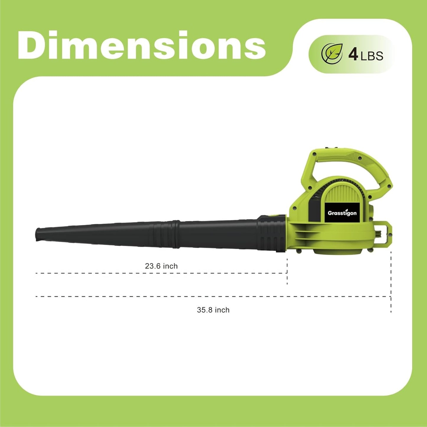 Electric Leaf Blower Corded, 7-Amp, 390CFM/ 210MPH, 2 Speed Modes, Pow