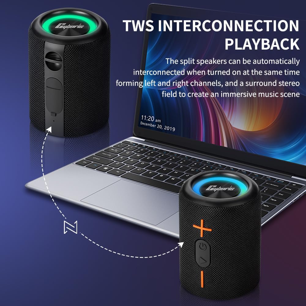CYBORIS 2 in 1 Portable Splittable Bluetooth Speaker, Waterproof Split