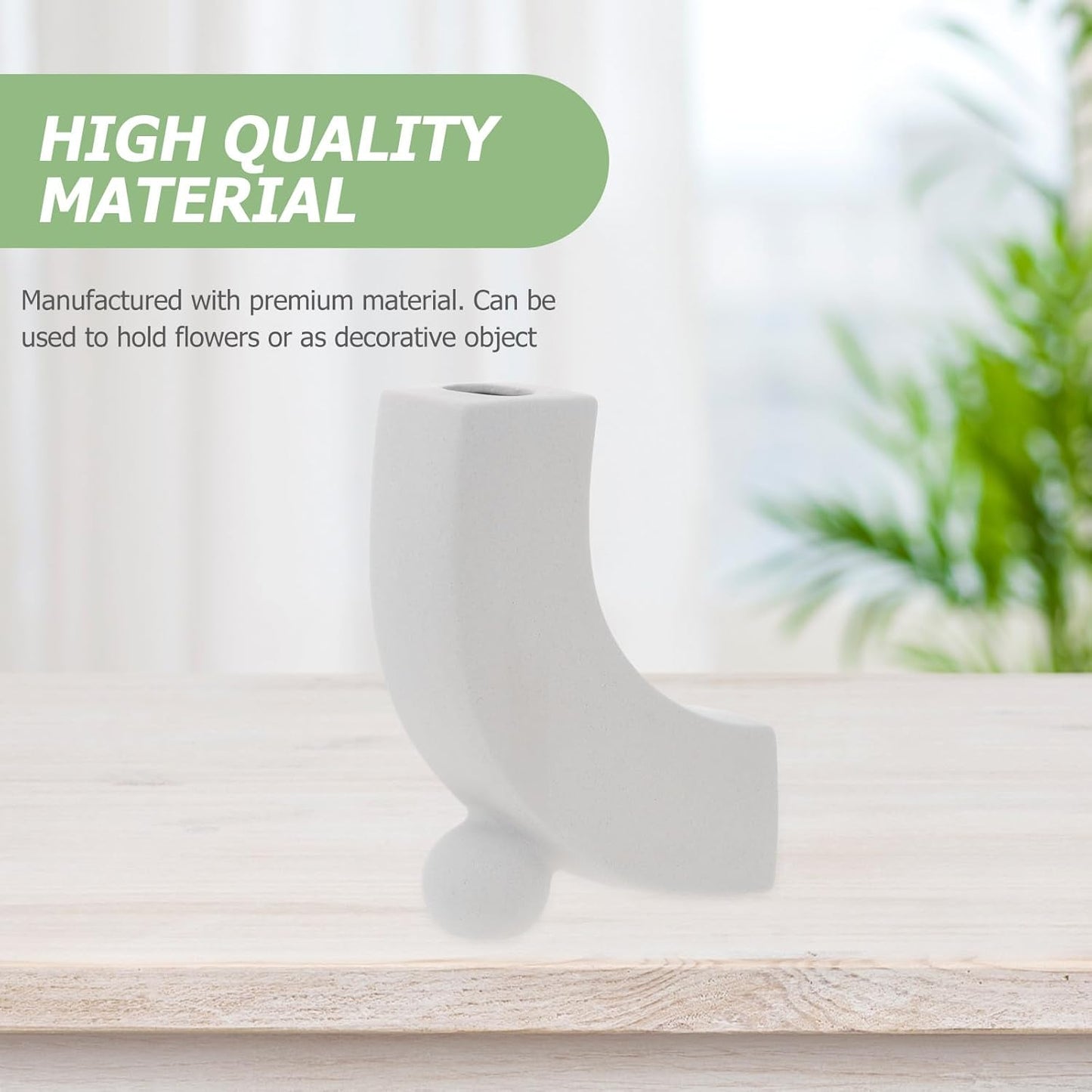 PRETYZOOM Creative Ceramic Flower Vase Geometric Trapezoid Art Pot Home Adornment Decorative Planter for Living Room Table and Office Display