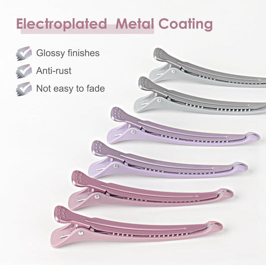 AIMIKE Hair Sectioning Clips with Silicone Band - 6pcs No Crease Duck 