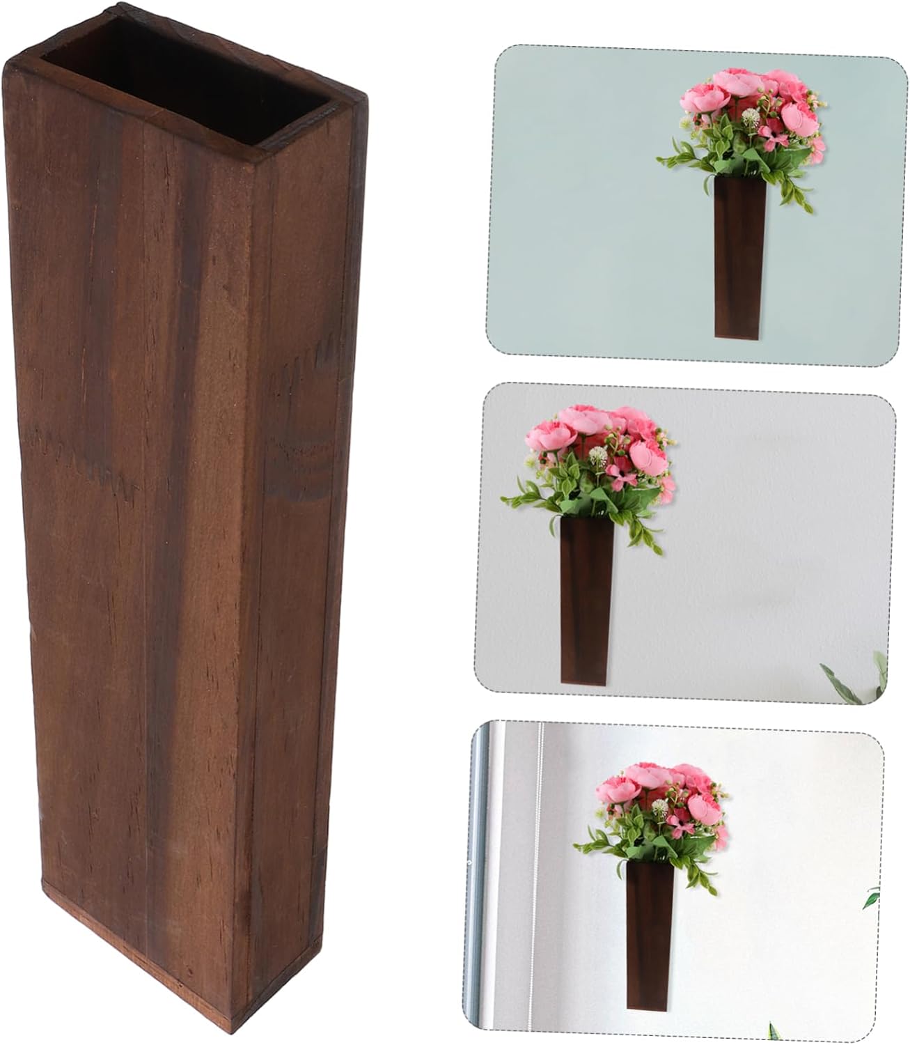 PRETYZOOM Wooden Wall Vase Rustic Farmhouse Decor for Indoor Plants El