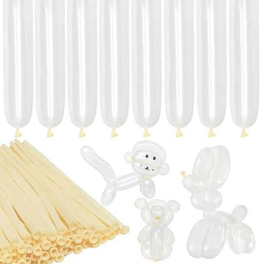 260 Balloons Clear Long Skinny Latex Balloon for Balloon Animals, 100Pcs Twisting Ballon Shine for Balloons Arch Party Supplies Weddings Birthday (Clear)