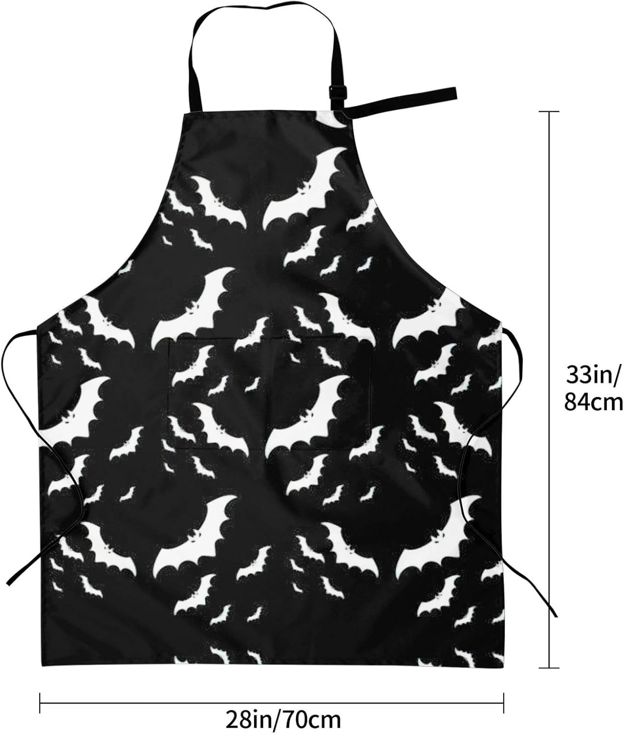 Halloween Flying Bats Print 28x33 In Adult Kitchen Apron with Pockets 