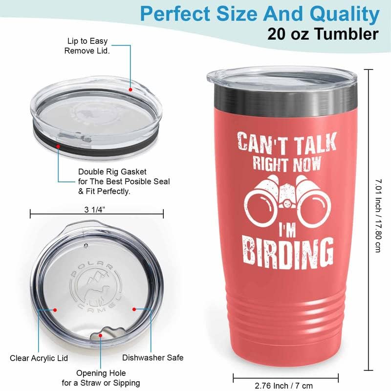 Bird Lover Coral Edition Viking Tumbler 20oz - Can't Talk Right Now - Hummingbird Nest Cage Parrot Dad Gardening Outdoor Birdwatcher Feeder