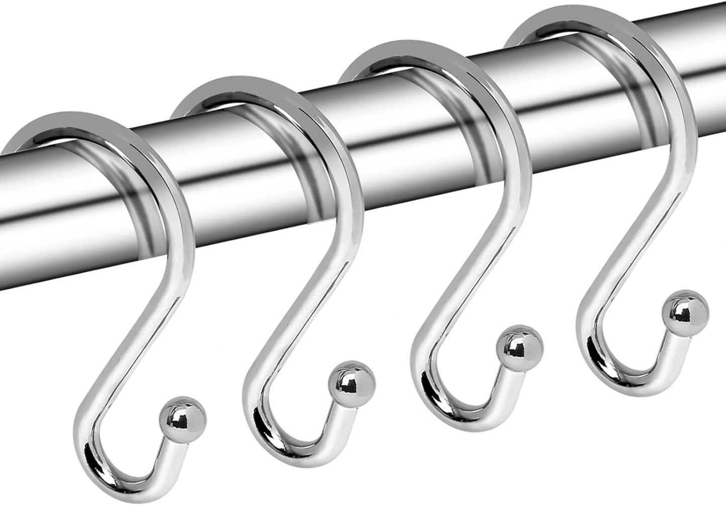 Metal Shower Curtain Hooks, Set of 12, Rust Proof Shower Curtain Hooks
