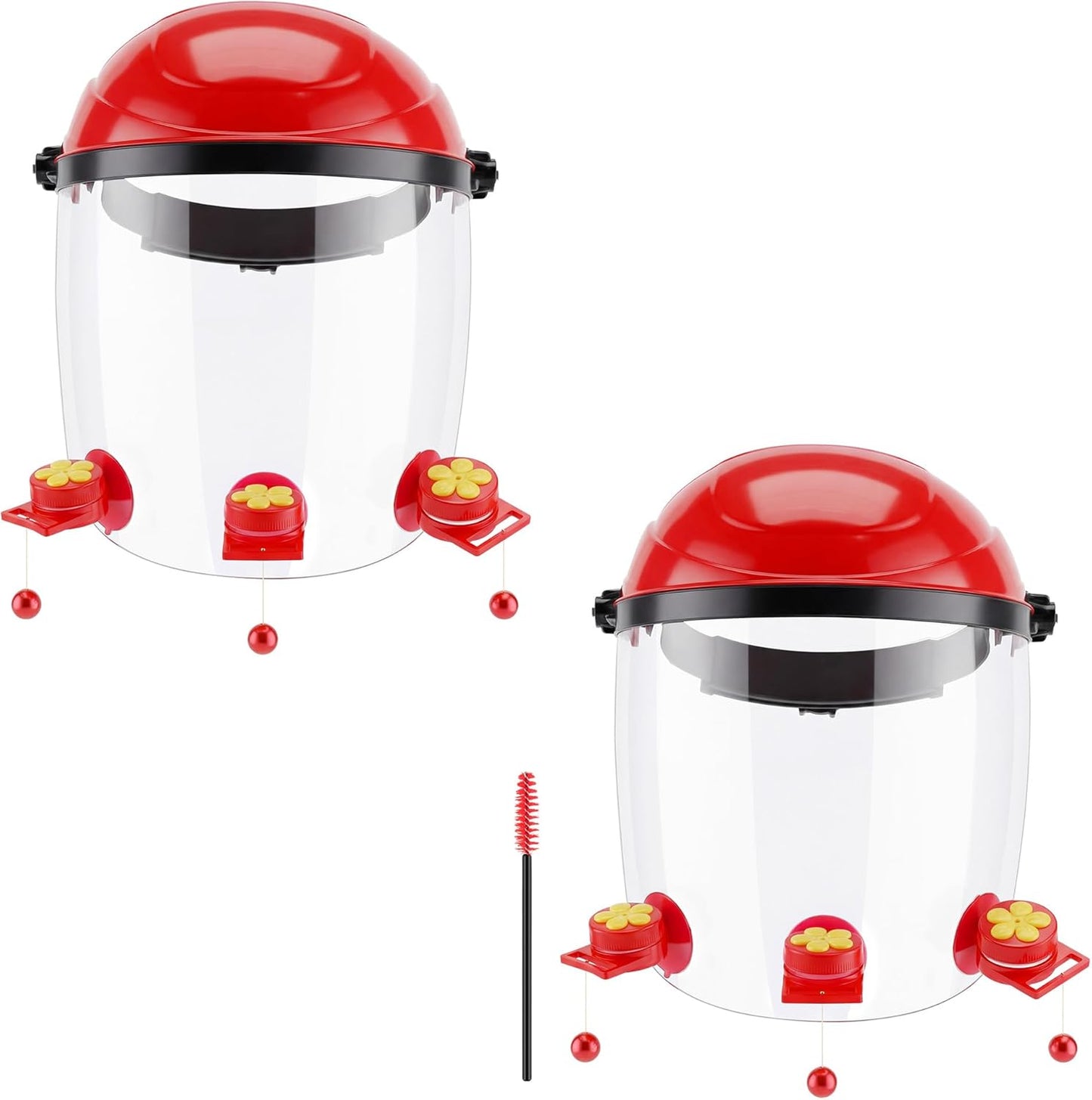 Saillong 2 Pack Upgraded Hummingbird Feeder Helmet, Wearable Hummingbird Mask Feeders Hat with 6 Feeding Ports & Round Nectar Box, Adjustable Bird Feeder Hat for Garden Patio Outside Outdoor Yard