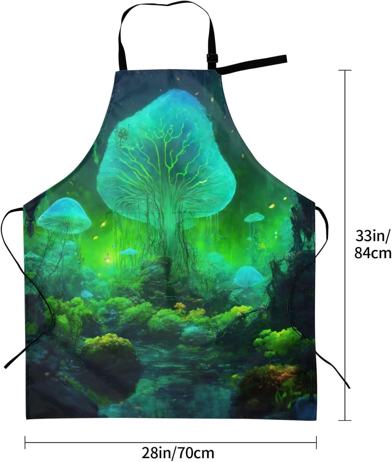 Magic Mushroom Print Laundry apron 28x33 In Waterproof Kitchen Apron w