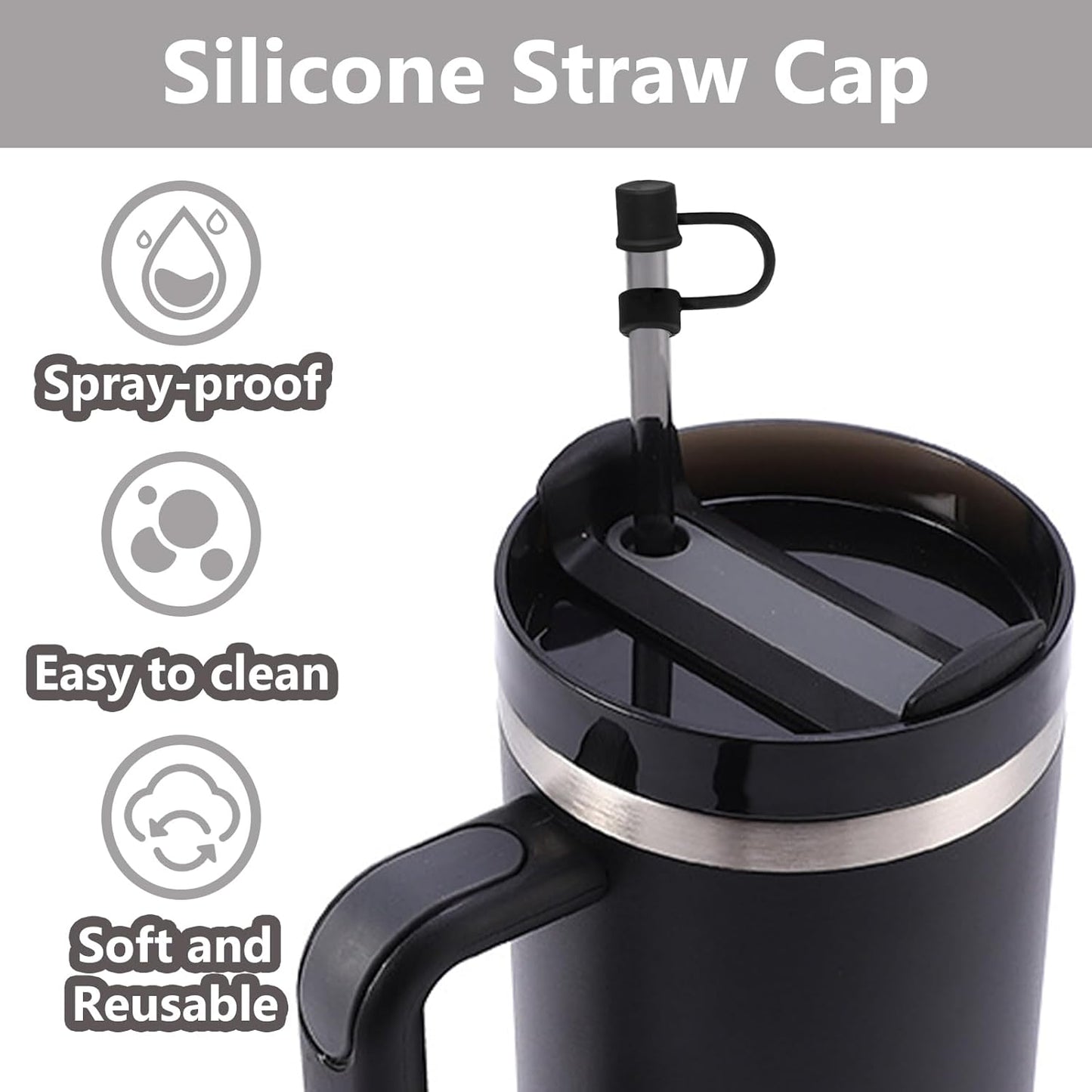 6PCS Silicone Straw Covers Cap Compatible with Stanley Cup 30-40 oz Tu