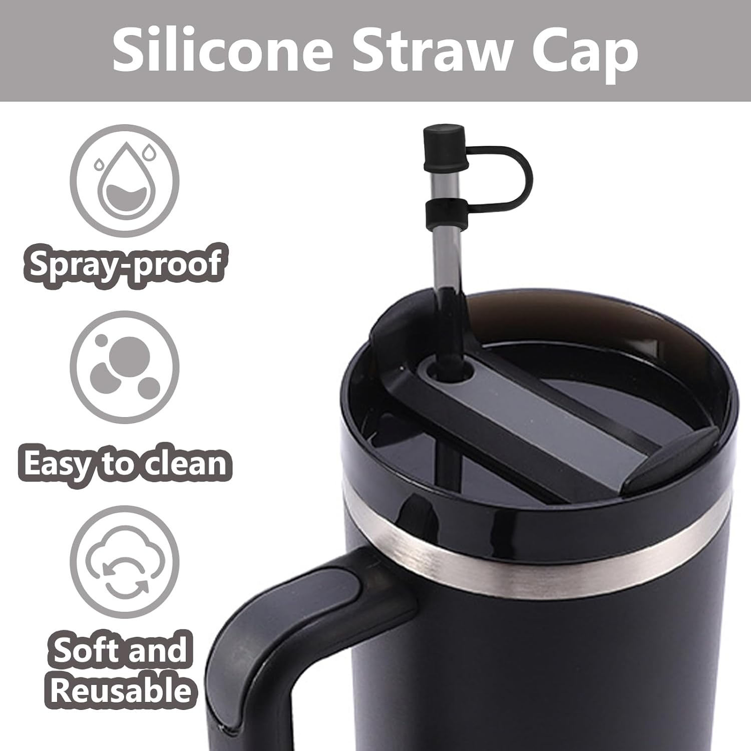 6PCS Silicone Straw Covers Cap Compatible with Stanley Cup 30-40 oz Tu
