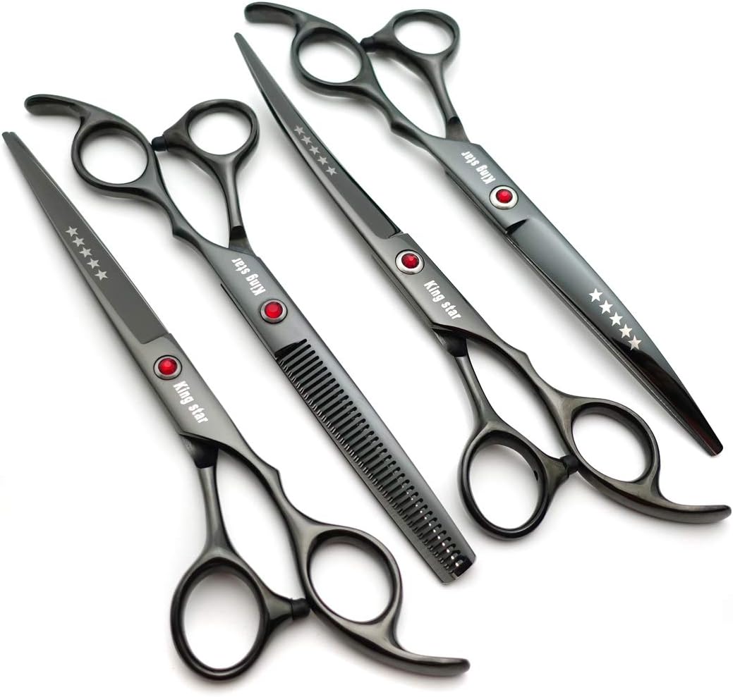 7.0in Titanium Professional dog Grooming Scissors set,Straight & Thinn