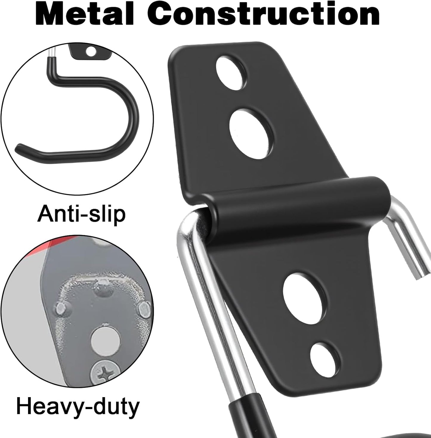 18 Pack Broom Holder Wall Mount - Tool Hangers Garage Wall Hanging Organizer - Heavy Duty Metal Large S Hooks for Mop Shovel Rake Shed Garden Lawn Yard Handle Tools Organization (Black)