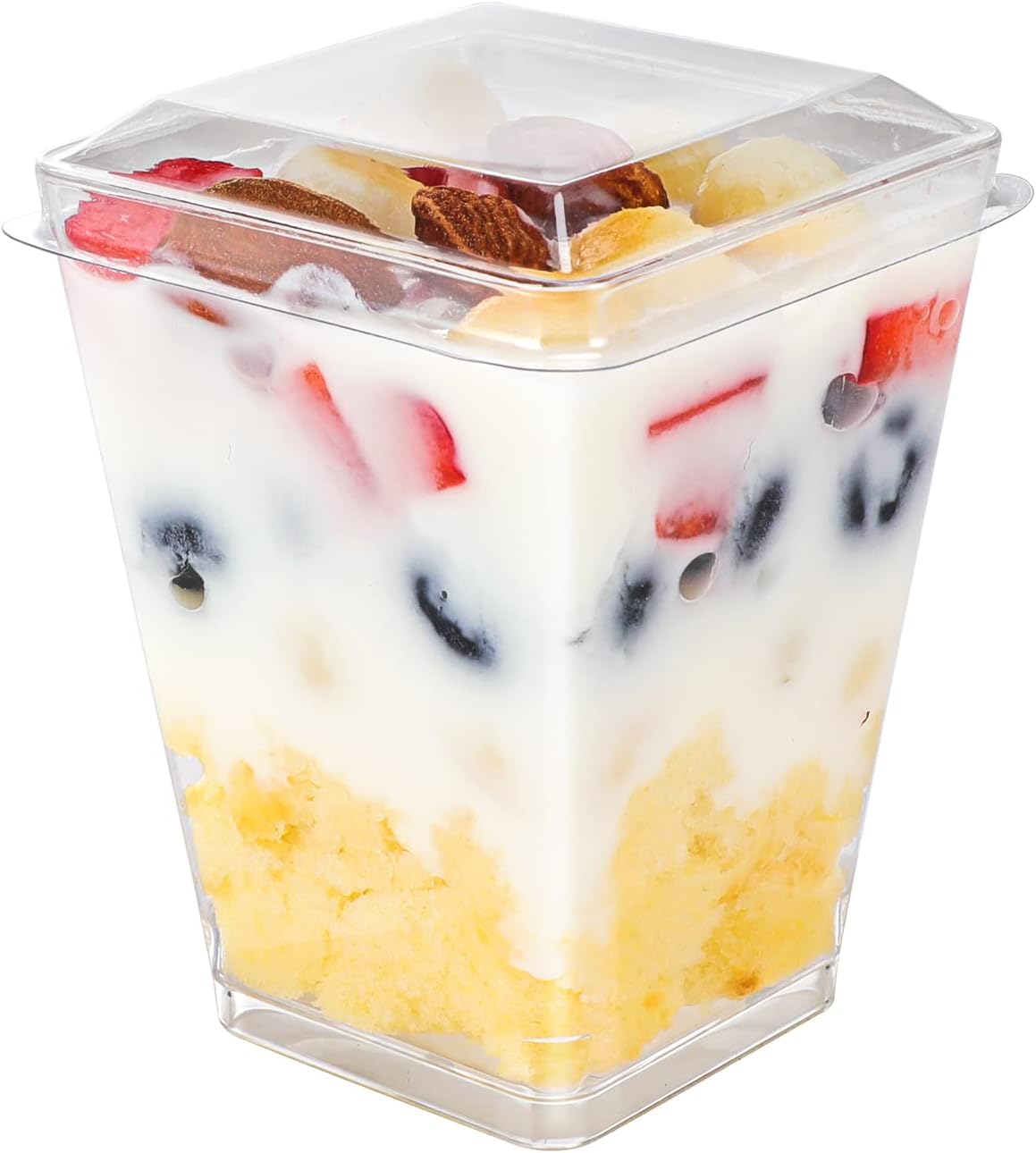 EASERCY 50 Pack 5 oz Plastic Dessert Cups with Lids, Yogurt Parfait/Appetizer Cup with Lids for Party, Mini Dessert Cups with Spoons Dessert Shooter Cups for Pudding, Fruit and Ice Cream