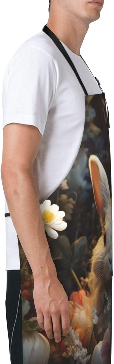 Floral Animal print Waterproof apron with pocket adjustable cooking apron for adult kitchen bibs to bake