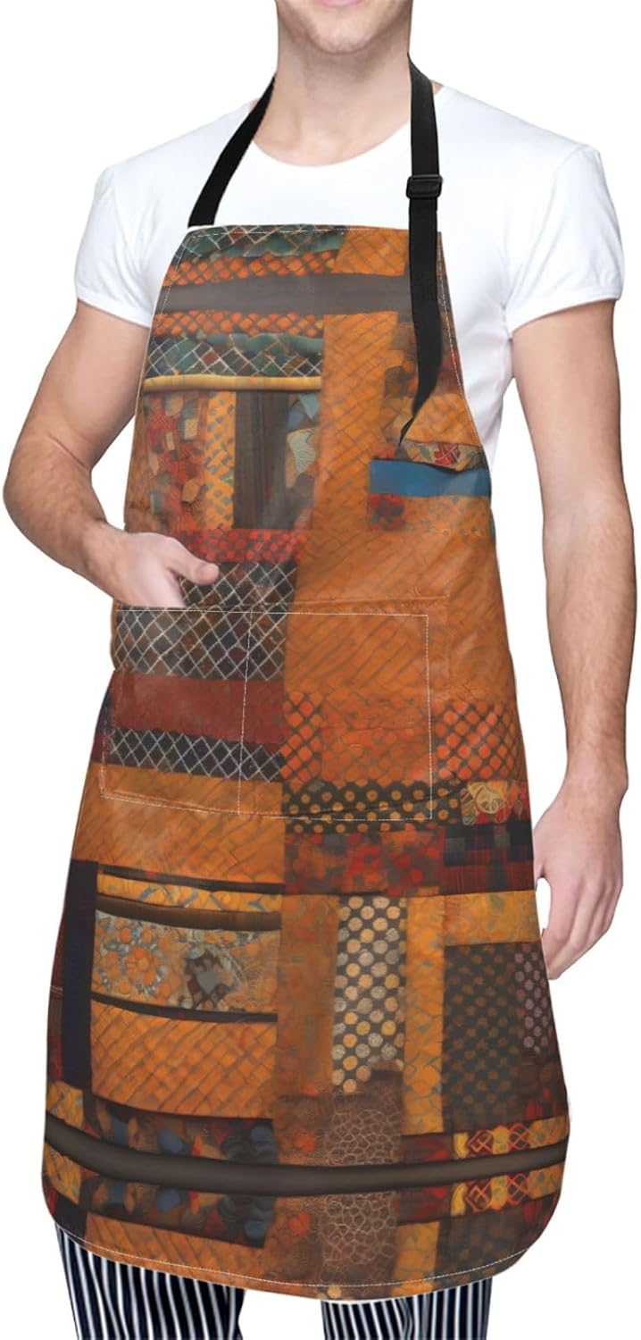 African Textile Patchwork Print Laundry apron 28x33 In Waterproof Kitc