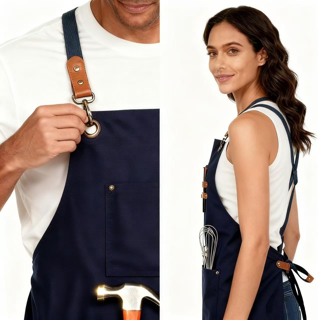 Unisex Canvas Apron - Water-Resistant, Breathable with Large Pockets for Gardening, Grilling, Lawn Care, Kitchen & Cleaning