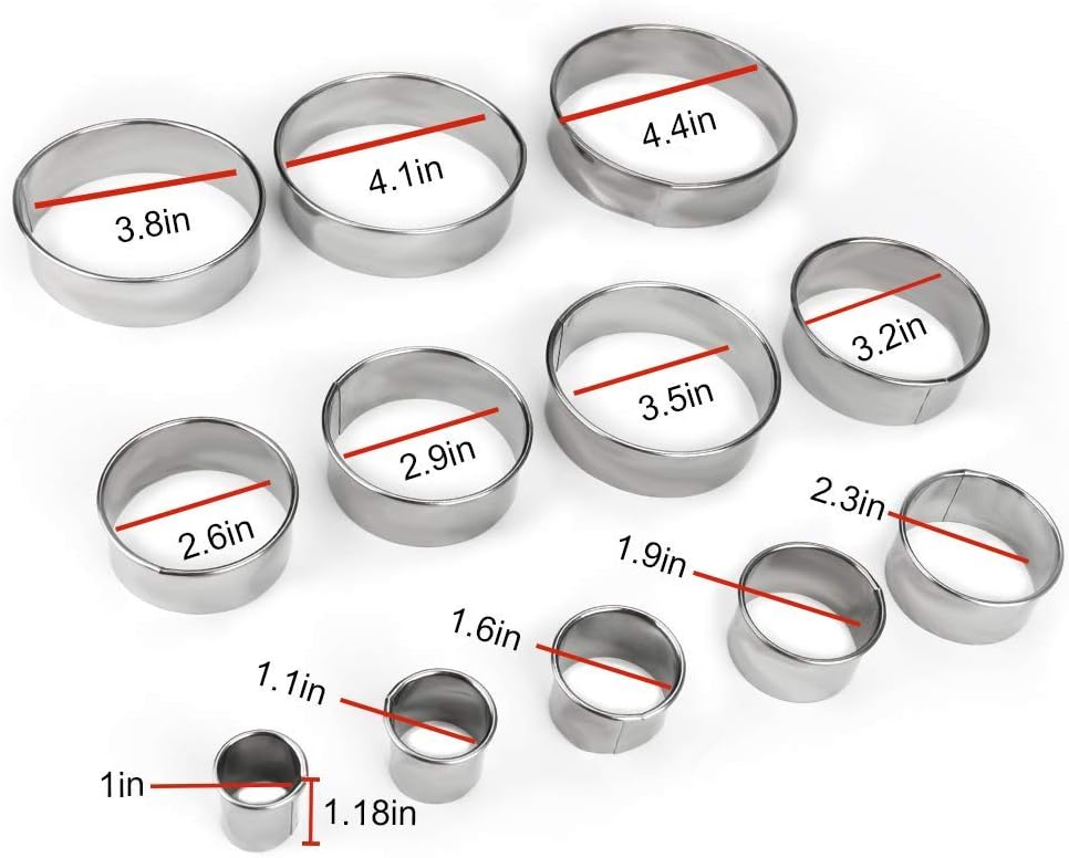 12 Pieces Round Cookie Biscuit Cutter Set,Graduated Circle Pastry Cutt