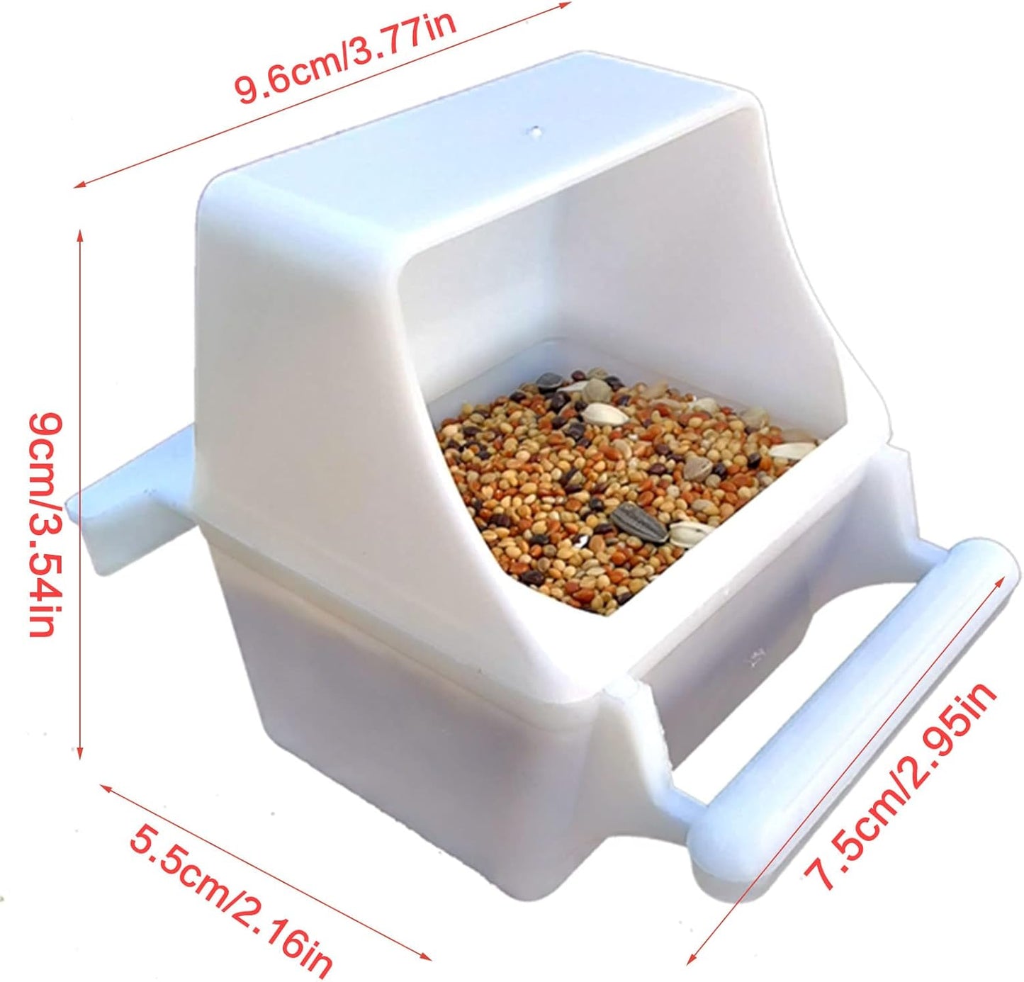 Bird Feeder with Perch Parakeet Food Dispenser for Cage Splash-Proof Detachable Easy to Cage Accessories