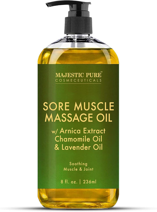 MAJESTIC PURE Arnica Sore Muscle Massage Oil for Massage Therapy - Ref