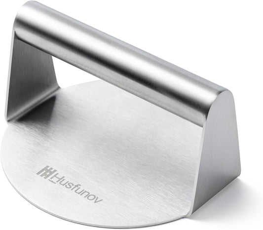 Stainless Steel Burger Press, 5.5 Inch Round Smasher,Non-Stick Smooth Hamburger Press,Flat Bottom Without Ridges, for Cooking Burgers, Bacon, Ground Beef, Meats, Sausage and So On