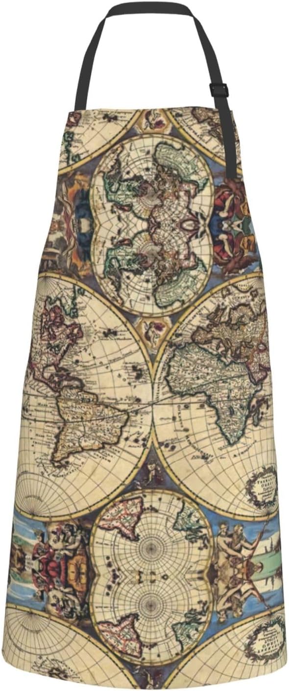 Ancient Map World Globe Print Laundry apron 28x33 In Waterproof Kitche