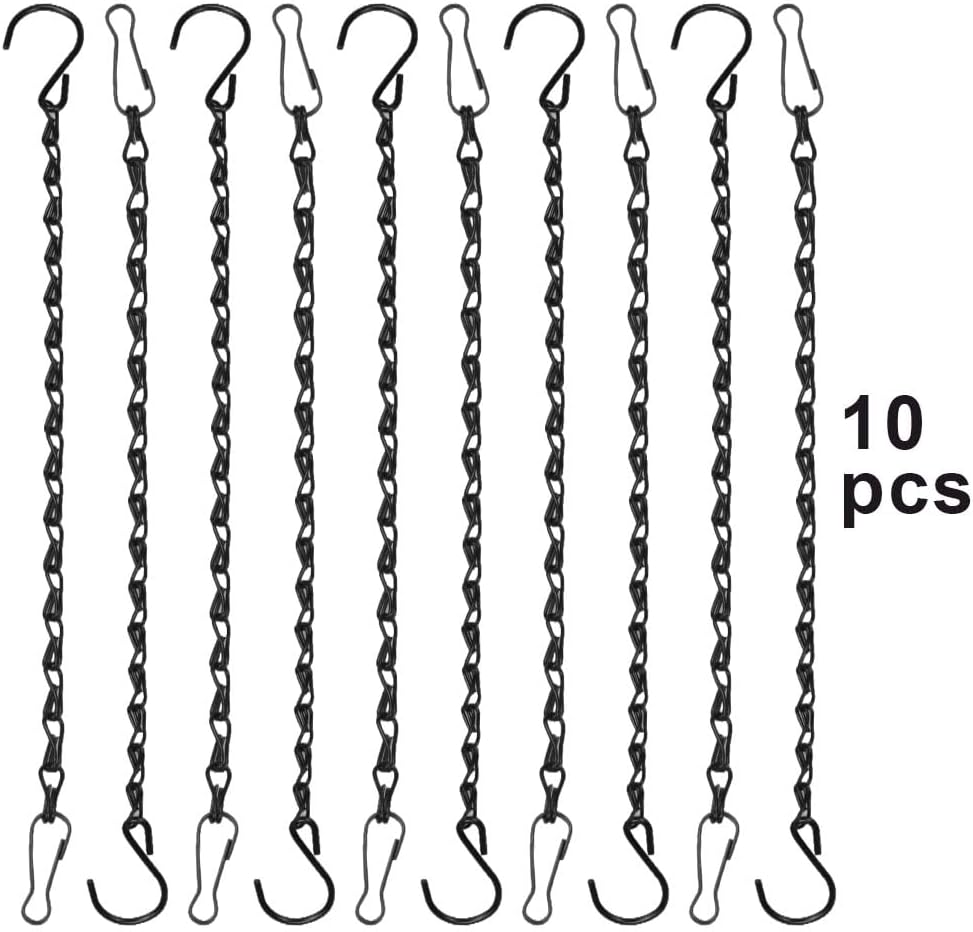 10 Pack Black Hanging Chains for Planters，Lanterns，Bird Feeders，Billboards，Plant Baskets etc， Length 9.5 Inch，Outdoor Indoor Use
