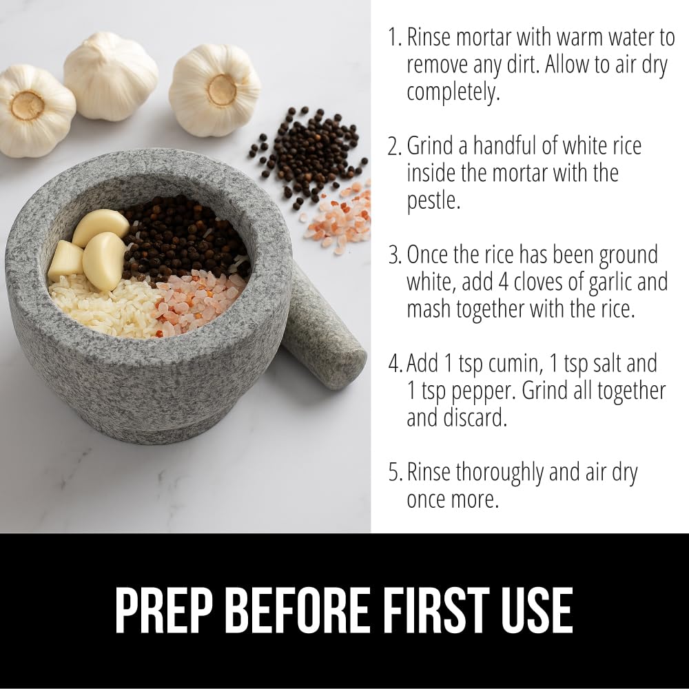 GORILLA GRIP Heavy Duty XL Mortar and Pestle Set with Slip Resistant B