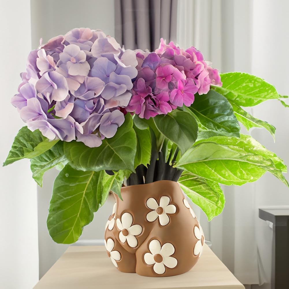 Boob Planter & Butt Vase/Bust Planter, Unique Flower Vases - Boho Plant Pots Female Body Vase, Resin Succulent Pots with Drainage, Aesthetic Decorative Vases for Outdoor Indoor Garden Decor (Butt)