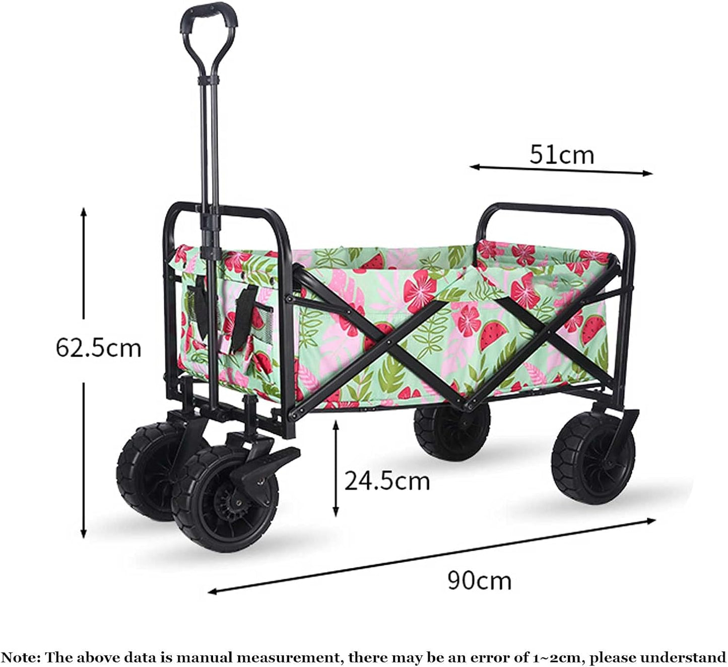 Push-Pull Foldable Garden Cart Portable and l Outdoor Wagon for Kids Heavy Campsite Shopping Carts for Groceries Suitable Forpicnic Beach Camping (Yellow)