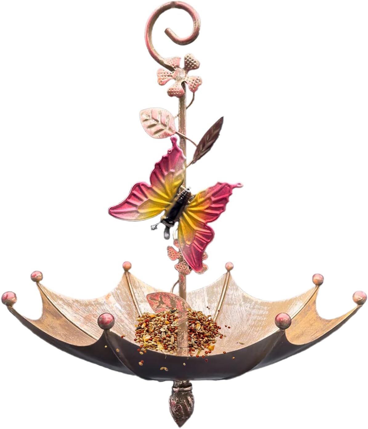 Hummingbird Hanging Feeder Tray, Decorative Outdoor Bird Feedes, Umbrella-Style Feeding Dish, Cute Garden Accessory with Spill-Proof Design, Bird Feeder with Modern Style, Ideal for Backyard Deck