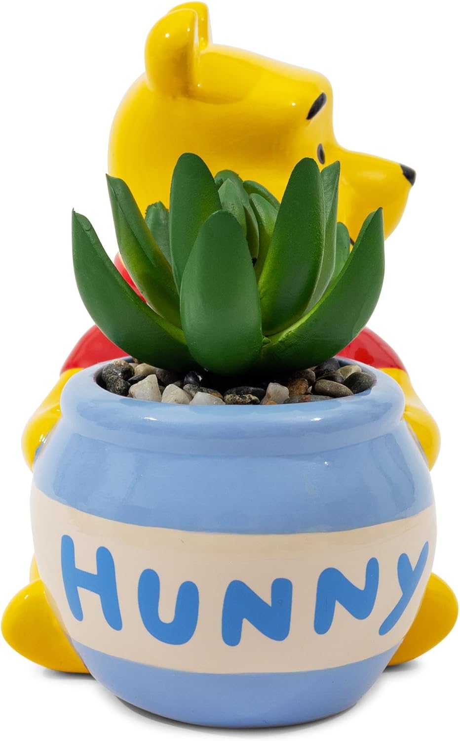 Silver Buffalo Disney Winnie The Pooh Hunny Pot 5-Inch Ceramic Mini Planter with Artificial Succulent | Cute Flower Pot, Faux Indoor Plants