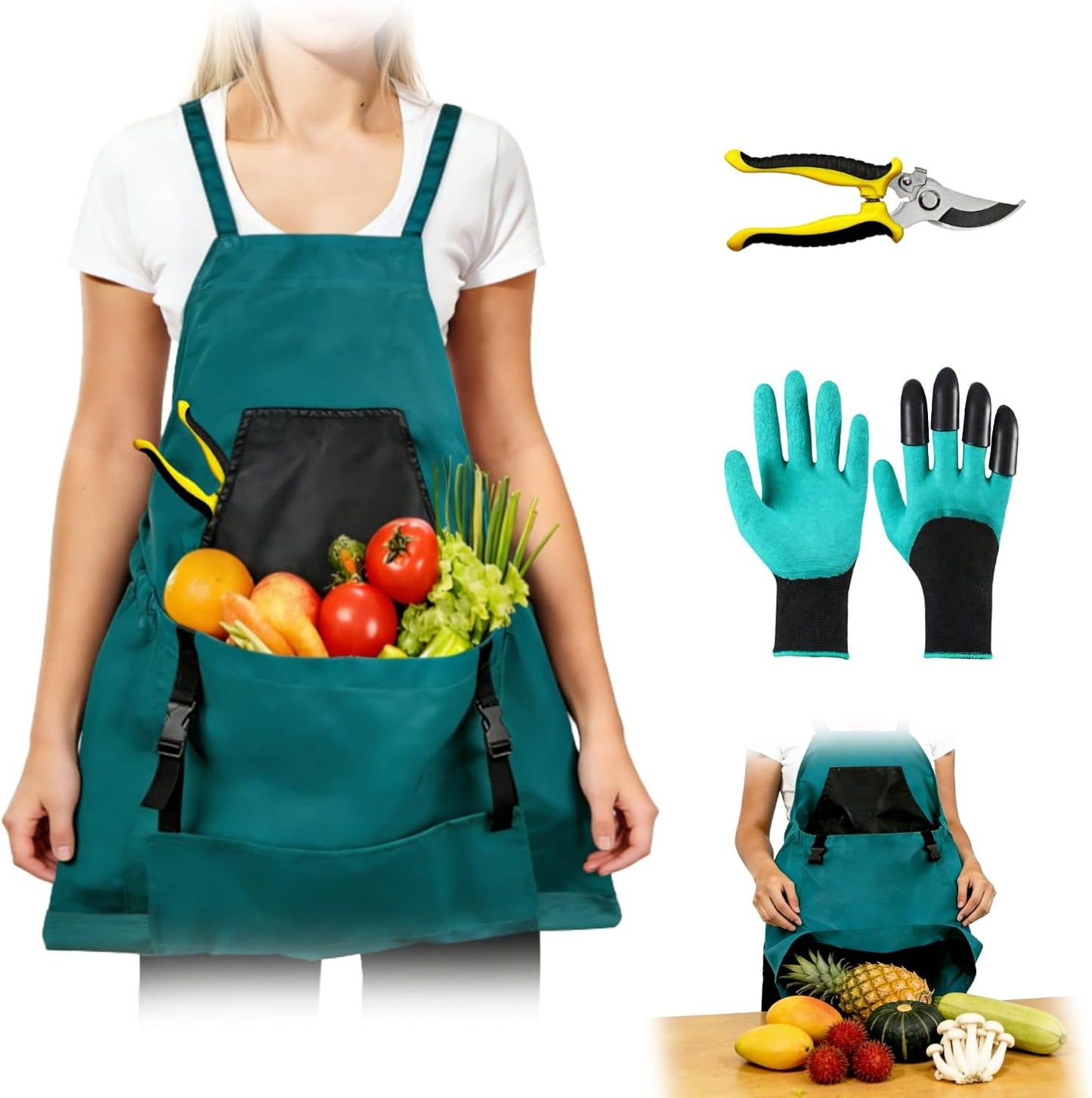 Gardening Apron with Pockets - 600D Waterproof Cross Back Apron for Wo