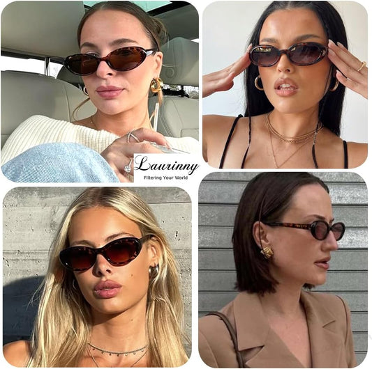 90s Sunglasses for Women Men Retro Small Oval Sunglasses
