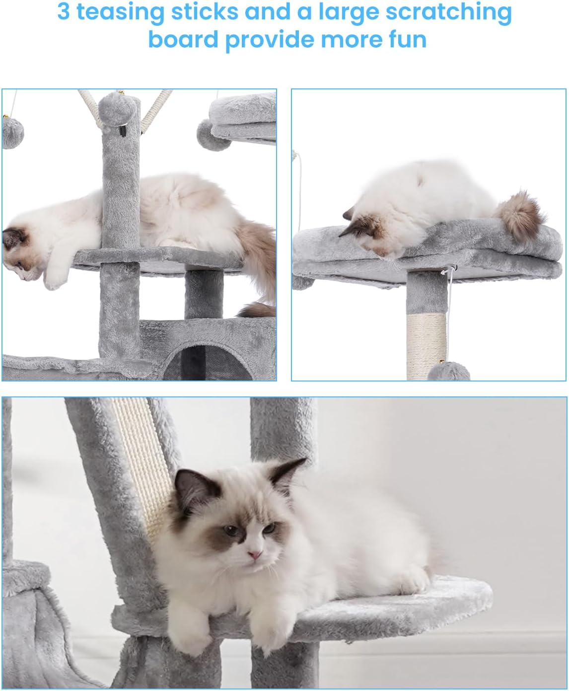 Hey-brother Cat Tree, 53 inch Cat Tower for Indoor Cats, Cat House wit