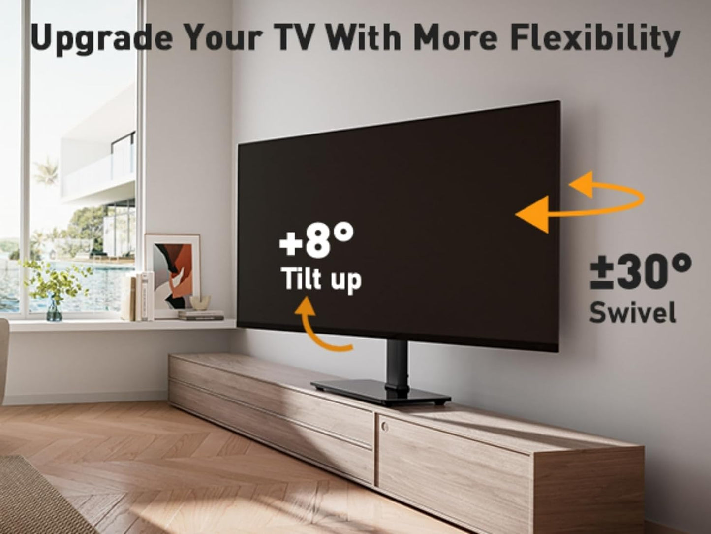 Perlegear Universal Swivel TV Stand Base for 32–70 inch TVs, Height Adjustable Table Top TV Stand Mount with Tilt, Tempered Glass Base, Holds up to 88 lbs