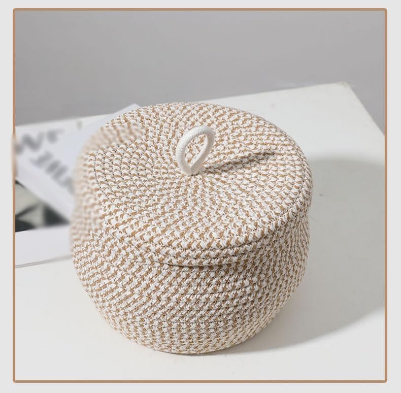 Woven Baskets Lid Rope Can Cotton Lidsdecorative Flower Bin Toy Trash 