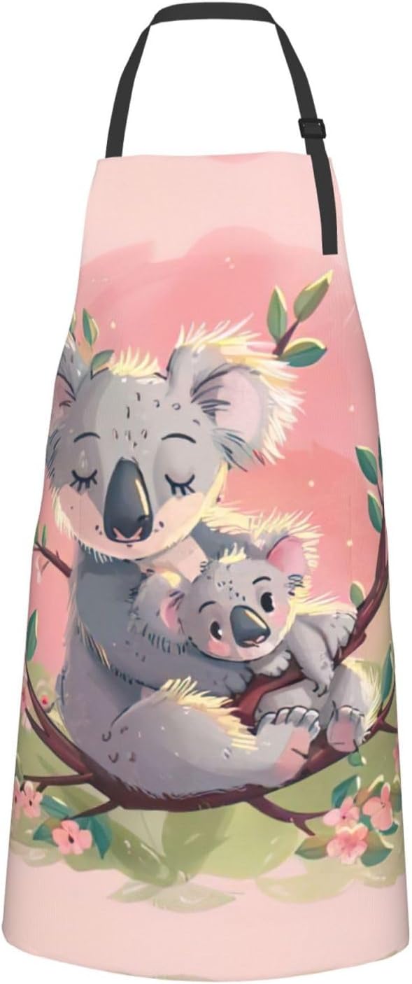 Koala Bear Print Laundry apron 28x33 In Waterproof Kitchen Apron with Pockets for Cooking Baking