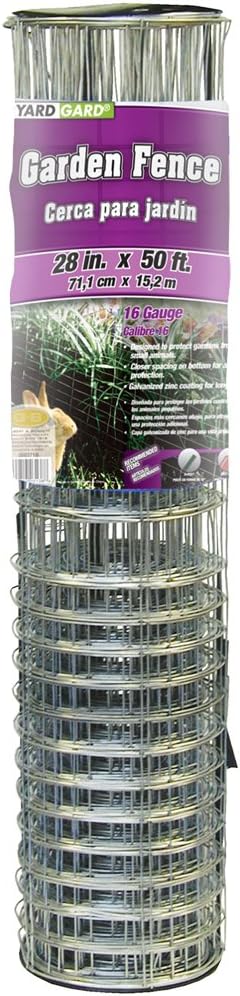 YARDGARD – 1 Inch by 4 Inch Mesh Welded Wire Fence – 28 Inches by 50 Feet – 16 Gauge Galvanized Steel – for Rabbit Fencing | Small Animal Barriers | Garden Protection and Yard Enclosures
