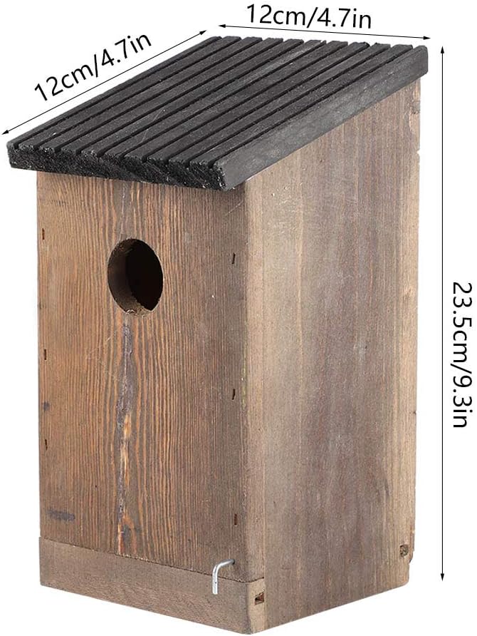 Wood Bird House, Hanging Bird Nesting Box, Woody Woodpecker House Wood