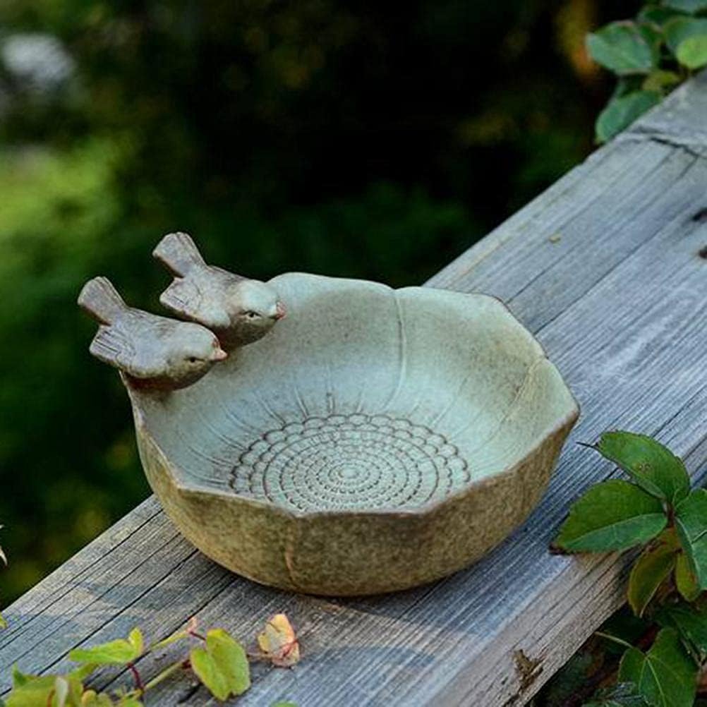 Ceramic Birdbath Bowl Wild Bird Feeder Food Holder Container Bird Feeding Tray Bowl for Outside Bee Bird Water Bath Outdoor Garden Courtyard Decoration, Balcony and Lawn