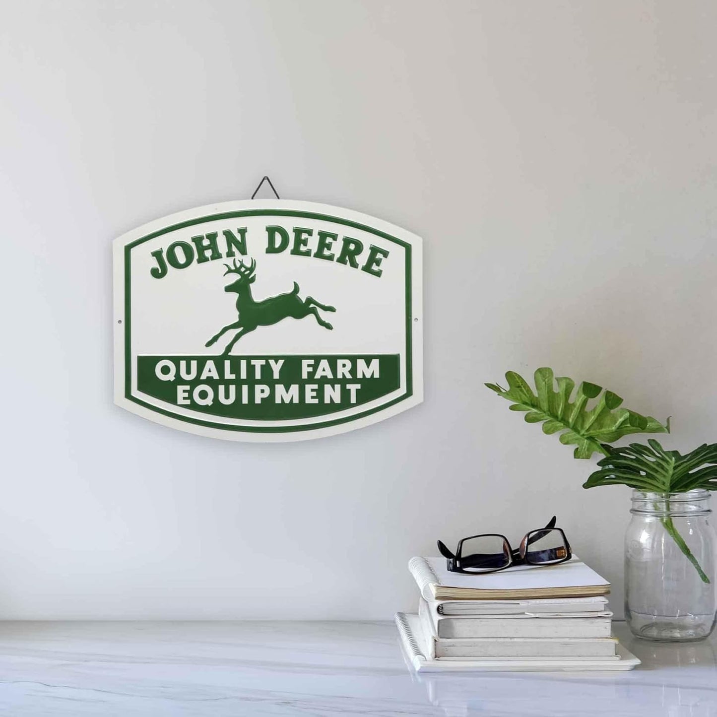 John Deere Quality Farm Equipment Embossed Metal Sign - Vintage John Deere Sign for Garage or Man Cave