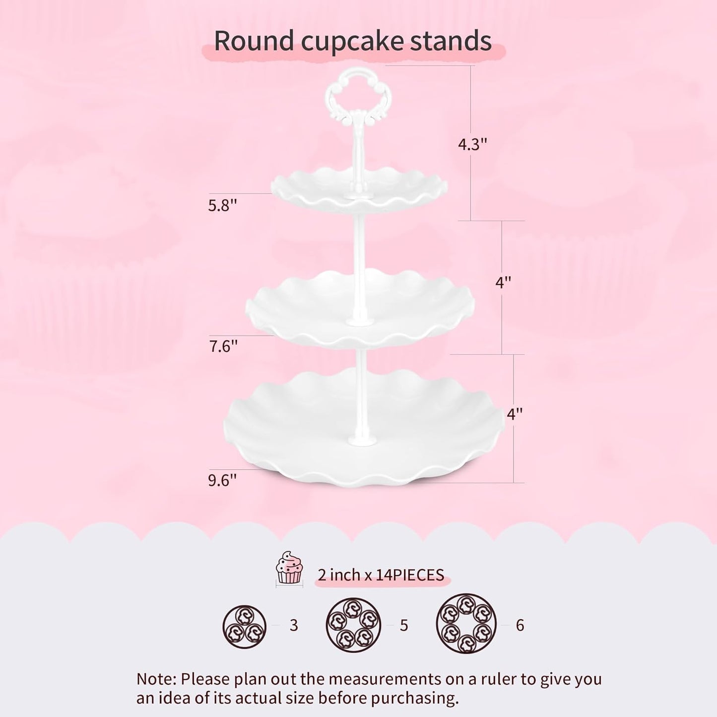 Pack of 10 NWK Cake Stand Set, with 3 x Two-Tier and 3 x Three-Tier Cupcake Stands, 4 x Appetizer Trays, 1 x Tablecloth for Birthday Bridal Baby Shower Party (White)
