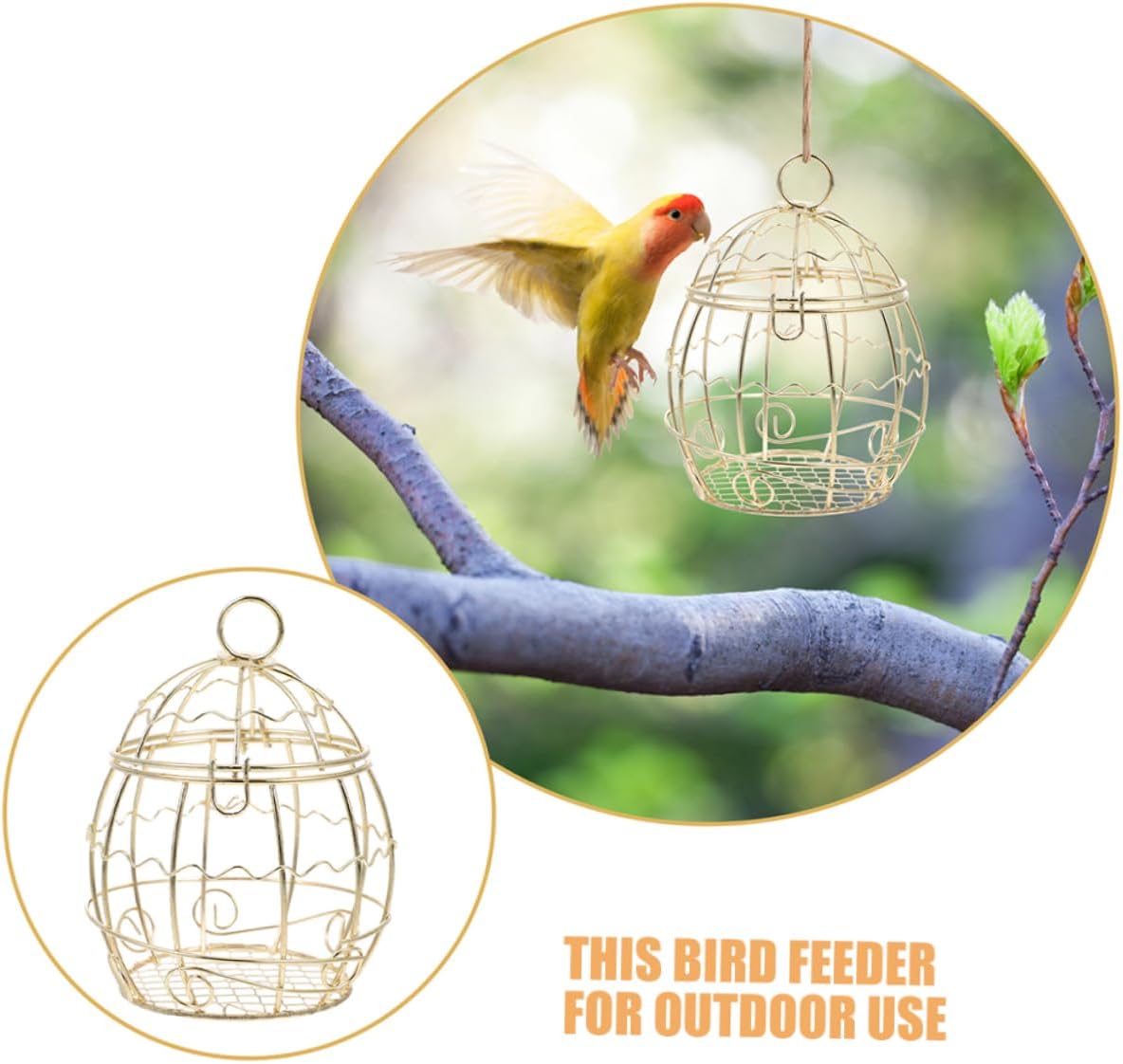 Milisten 4pcs Retro Hanging Bird Feeders Windproof Metal Wild Bird Food Container for Attracting Goldfinches Sparrows and Finches for Outdoor Spaces