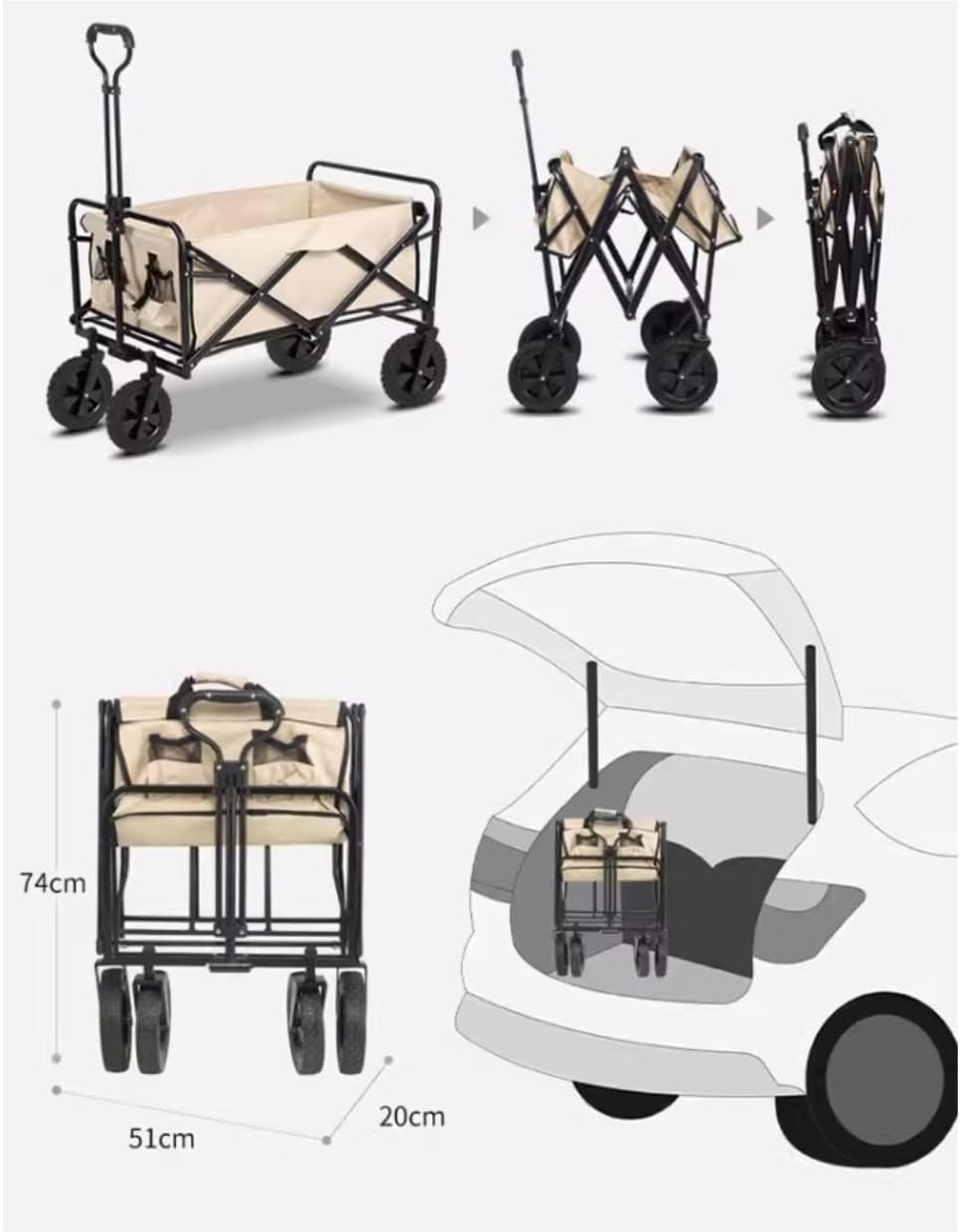 Folding Wagon Cart Beach Wagon Grocery Wagon Folding Utility Wagon Car