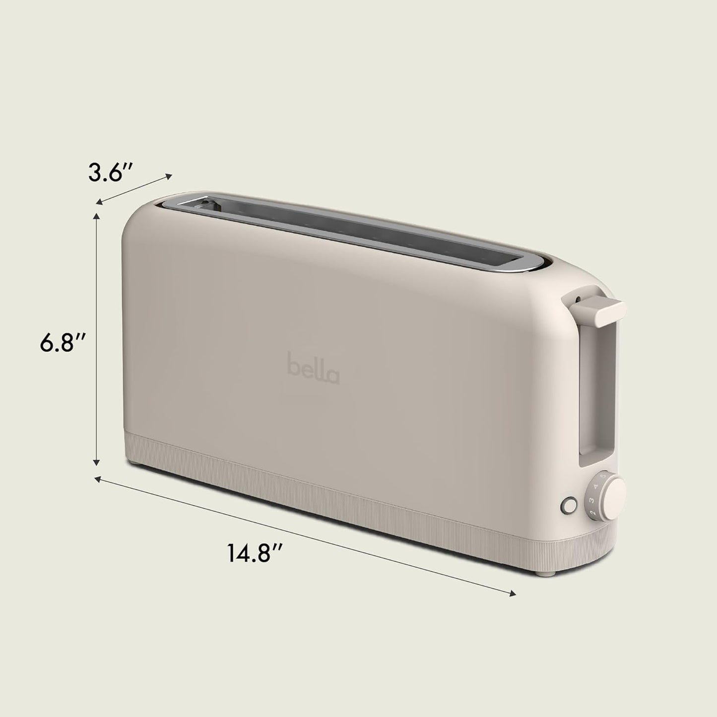 bella 2 Slice Slim Toaster, Fits-anywhere™ Kitchenware, 6 Setting Shad