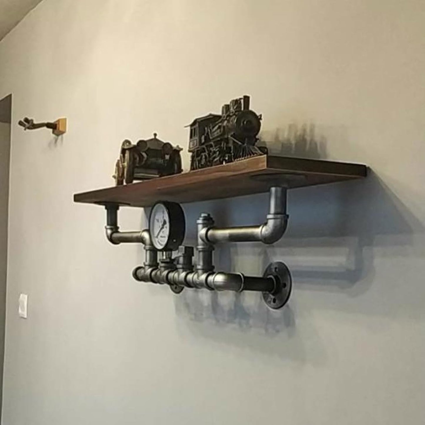 Floating Shelves Retro Water Pipe Design Floating Shelves, Wall Shelf Indoor Outdoor, Industrial Decorative Shelving Unit for Wall, Wall Hanging Plant Stand, Storage Organizer Shel