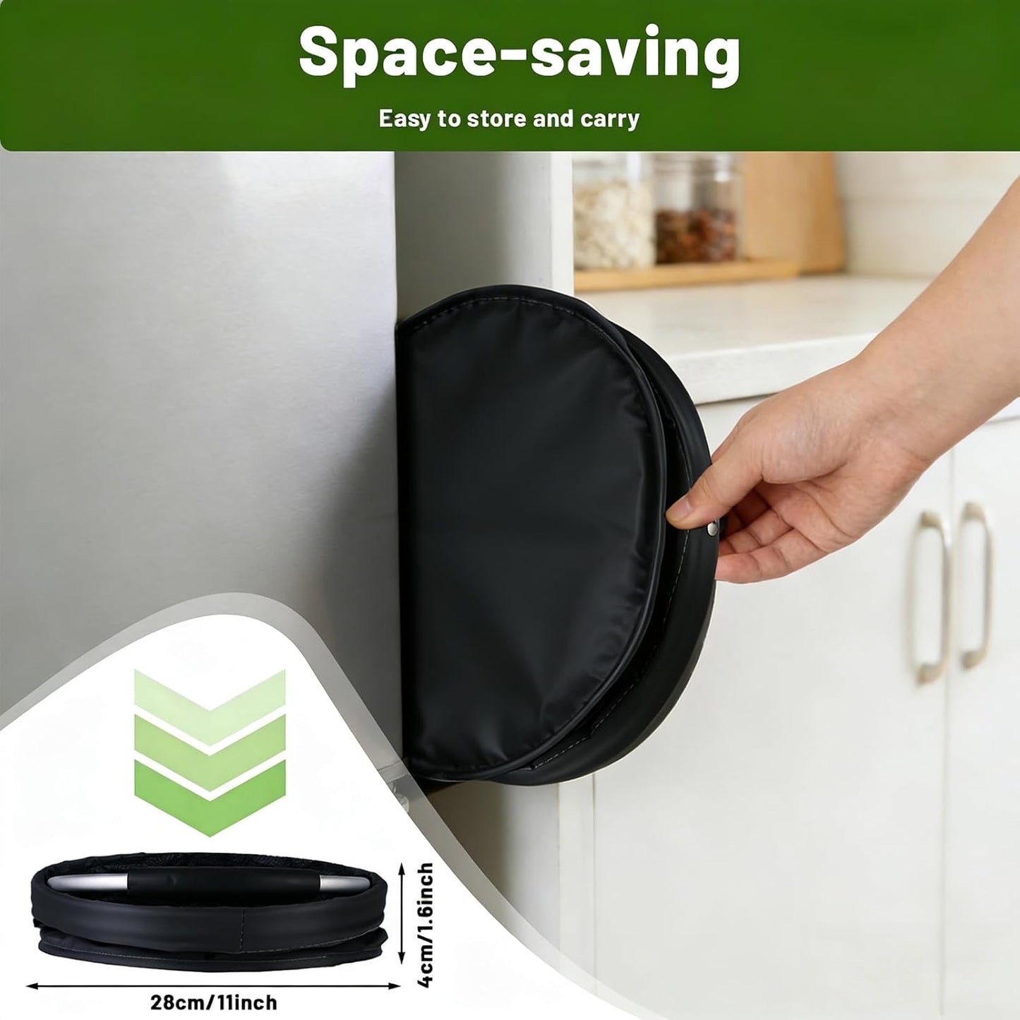 17L Foldable Cleaning Caddy with Handle - Portable Oxford Fabric Storage Bucket, Organiser for Cleaning Supplies, Toiletries, Home, Garden, Picnic & Beach (Black)