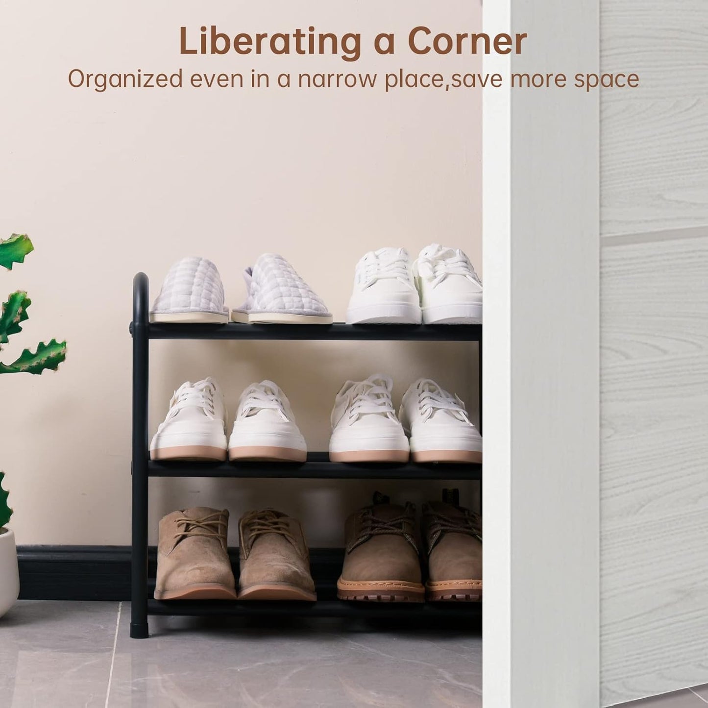 Gonfoam 3-Tier Expandable Shoe Rack,Adjustable Shoe Shelf Storage Orga