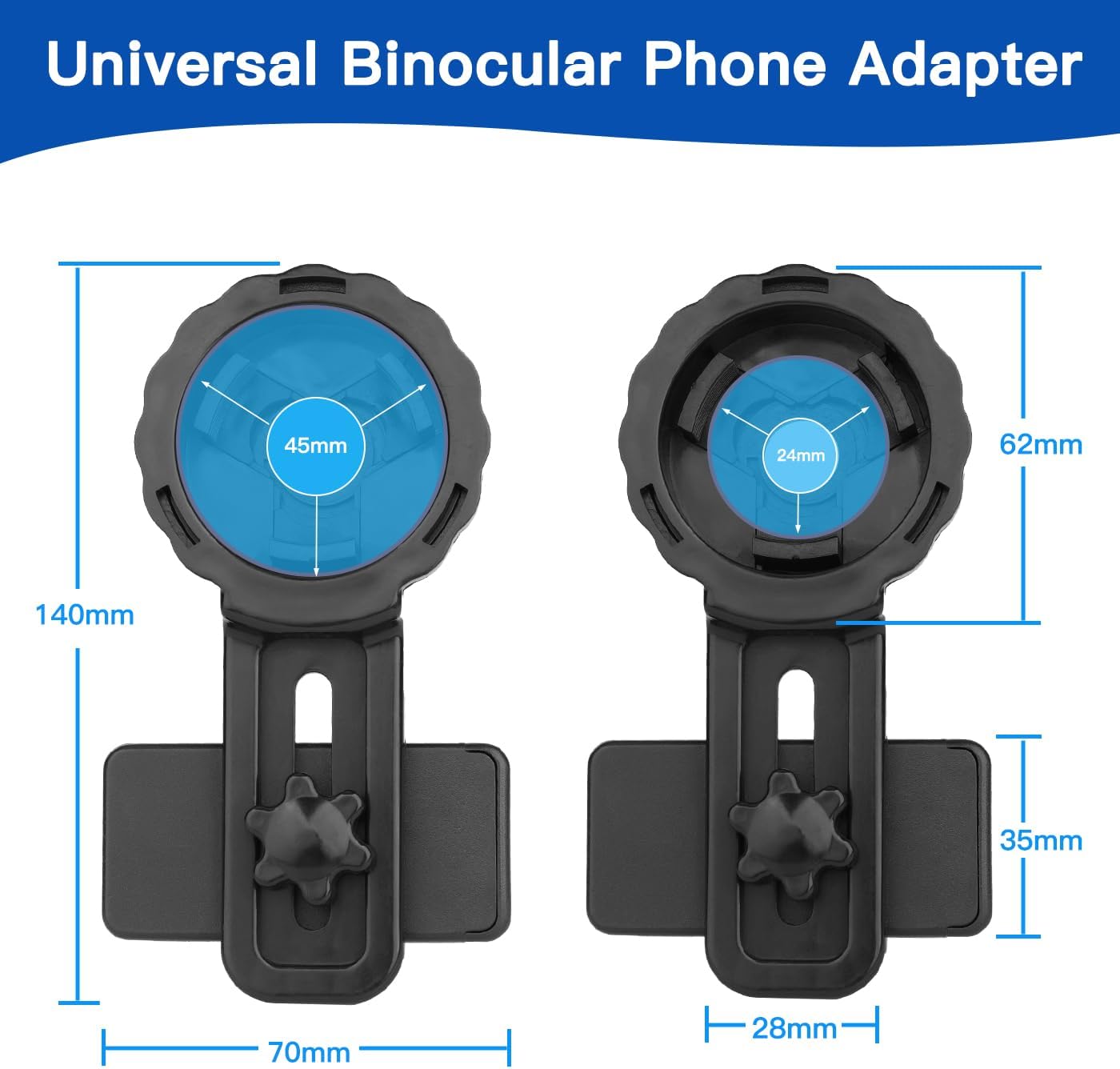 Universal Phone Adapter Mount 360° Rotation - Fits 16-50mm Eyepieces for Telescope/Microscope/Spotting Scope/Birdwatching Clamp High-Strength Stable Mount (Equipped with Wireless Shutter Mode)